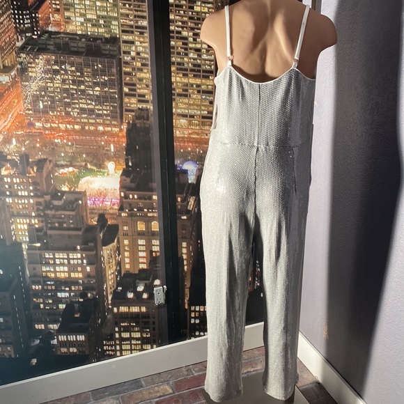 ANTHROPOLOGIE - jumpsuit: grey lined, sequins, pockets, adj. straps, zip - 14 - Picture 15 of 16